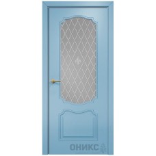 Межкомнатная дверь Оникс Венеция Эмаль голубая МДФ стекло с гравировкой со стеклом