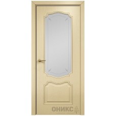 Межкомнатная дверь Оникс Венеция эмаль RAL 1015 по ясеню пескоструй со стеклом