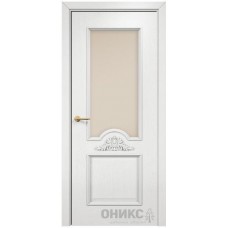 Межкомнатная дверь Оникс Византия Эмаль белая по ясеню со стеклом