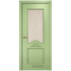 Межкомнатная дверь Оникс Византия Эмаль фисташка по Ясеню гравировка со стеклом