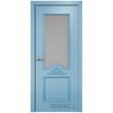 Межкомнатная дверь Оникс Византия Эмаль голубая по ясеню со стеклом
