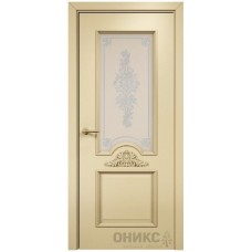 Межкомнатная дверь Оникс Византия эмаль RAL 1015 по МДФ контурный витраж со стеклом