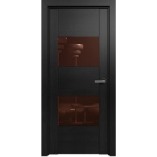 Межкомнатная дверь Status Versia 221, Дуб Чёрный, стекло Лакобель коричневое