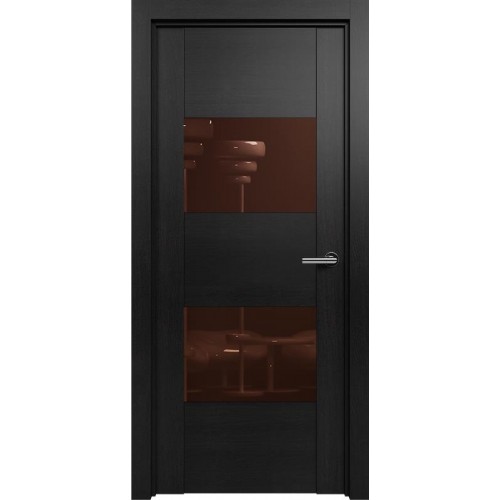 Межкомнатная дверь Status Versia 221, Дуб Чёрный, стекло Лакобель коричневое