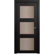 Межкомнатная дверь Status Elegant 146, Дуб Чёрный, стекло Сатинато бронза