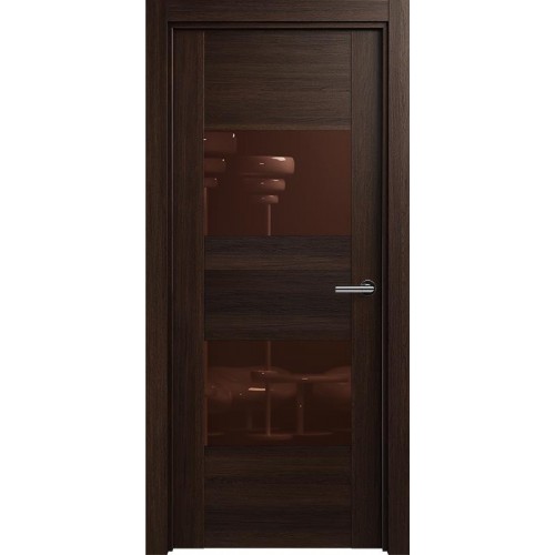 Межкомнатная дверь Status Versia 221, Орех, стекло Лакобель коричневое