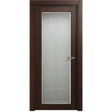 Межкомнатная дверь Status Optima 125, Орех, стекло Английская решетка сатинато белое фацет