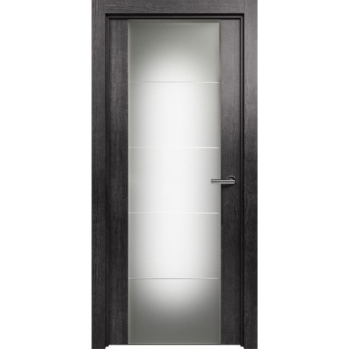 Межкомнатная дверь Status Versia 222, Венге Пепельный, стекло Триплекс 8 мм с горизонтальной гравировкой