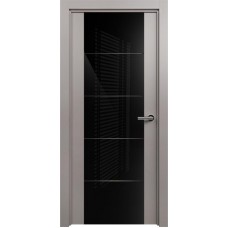 Межкомнатная дверь Status Versia 222, Грей, стекло Триплекс 8мм черный с горизонтальной гравировкой