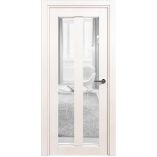 Межкомнатная дверь Status Optima 135, Белый Жемчуг, стекло Сатинато прозрачное