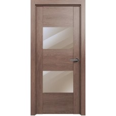 Межкомнатная дверь Status Versia 221, Дуб Капучино, стекло Зеркало бронза