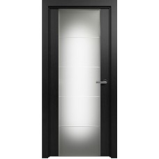 Межкомнатная дверь Status Versia 222, Дуб Чёрный, стекло Триплекс 8 мм с горизонтальной гравировкой