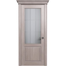 Межкомнатная дверь Status Classic 521, Дуб Серый, стекло Алмазная гравировка английская решетка