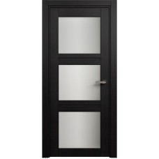 Межкомнатная дверь Status Elegant 146, Дуб Чёрный, стекло Сатинато белое
