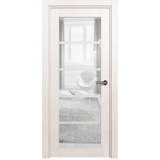 Межкомнатная дверь Status Optima 122, Белый Жемчуг, стекло Сатинато прозрачное