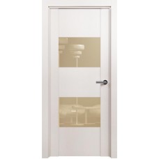 Межкомнатная дверь Status Versia 221, Белый Жемчуг, стекло Лакобель бежевое