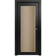 Межкомнатная дверь Status Optima 125, Дуб Чёрный, стекло Сатинато бронза фацет