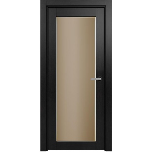 Межкомнатная дверь Status Optima 125, Дуб Чёрный, стекло Сатинато бронза фацет