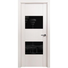 Межкомнатная дверь Status Versia 221, Белый Жемчуг, стекло Лакобель черное