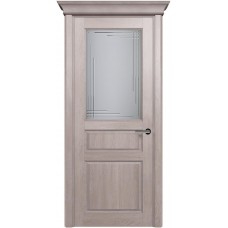 Межкомнатная дверь Status Classic 532, Дуб Серый, стекло Алмазная гравировка грань