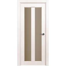 Межкомнатная дверь Status Optima 135, Белый Жемчуг, стекло Сатинато бронза