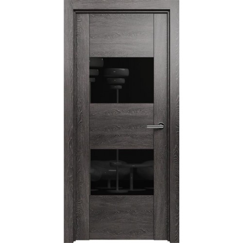 Межкомнатная дверь Status Versia 221, Дуб Патина, стекло Лакобель черное