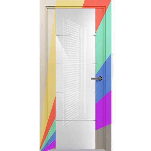 Межкомнатная дверь Status Versia 222, Эмаль. Любой цвет по RAL., стекло Триплекс 8мм белый с горизонтальной гравировкой