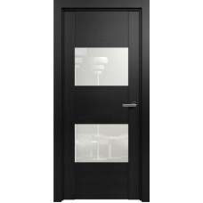 Межкомнатная дверь Status Versia 221, Дуб Чёрный, стекло Лакобель белое