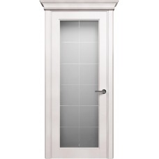 Межкомнатная дверь Status Classic 552, Белый Жемчуг, стекло Алмазная гравировка английская решетка