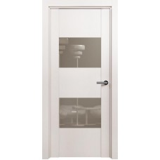 Межкомнатная дверь Status Versia 221, Белый Жемчуг, стекло Лакобель каппучино