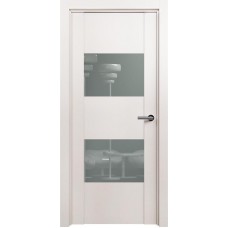 Межкомнатная дверь Status Versia 221, Белый Жемчуг, стекло Лакобель серое