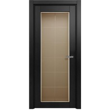 Межкомнатная дверь Status Optima 125, Дуб Чёрный, стекло Французская решетка сатинато бронза фацет