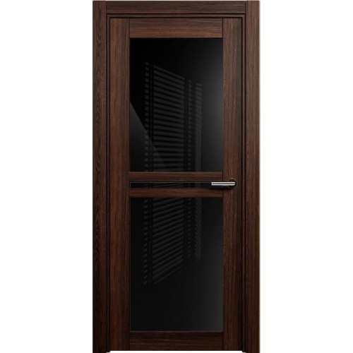 Межкомнатная дверь Status Elegant 143, Орех, стекло Триплекс черный