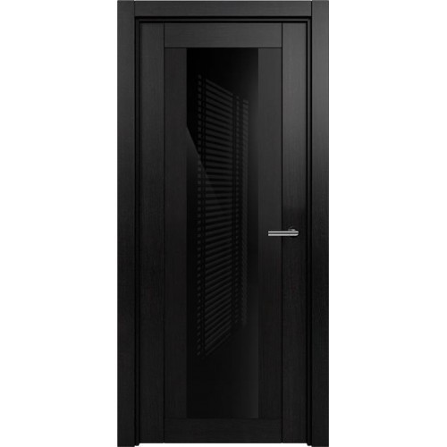 Межкомнатная дверь Status Estetica 823, Дуб Чёрный, стекло Глосс черное