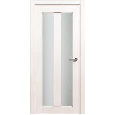 Межкомнатная дверь Status Optima 135, Белый Жемчуг, стекло Сатинато белое
