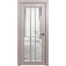 Межкомнатная дверь Status Optima 136, Дуб Серый, стекло Сатинато прозрачное