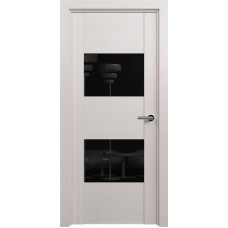 Межкомнатная дверь Status Versia 221, Дуб Белый, стекло Лакобель черное