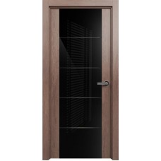 Межкомнатная дверь Status Versia 222, Дуб Капучино, стекло Триплекс 8мм черный с горизонтальной гравировкой