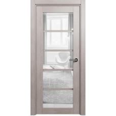 Межкомнатная дверь Status Optima 122, Дуб Серый, стекло Триплекс прозрачный