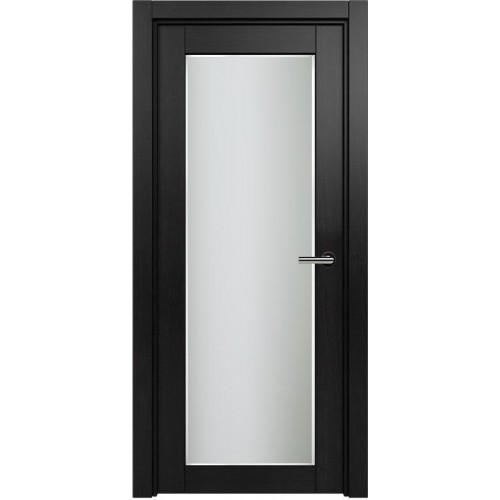 Межкомнатная дверь Status Optima 125, Дуб Чёрный, стекло Сатинато белое фацет