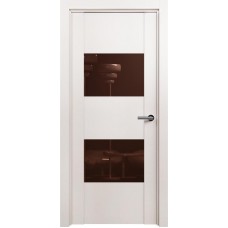 Межкомнатная дверь Status Versia 221, Белый Жемчуг, стекло Лакобель коричневое