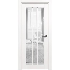 Межкомнатная дверь Status Optima 136, Белый лёд, стекло Сатинато прозрачное