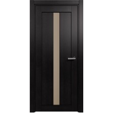 Межкомнатная дверь Status Optima 134, Дуб Чёрный, стекло Сатинато бронза