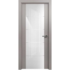 Межкомнатная дверь Status Versia 222, Грей, стекло Триплекс 8мм белый с горизонтальной гравировкой
