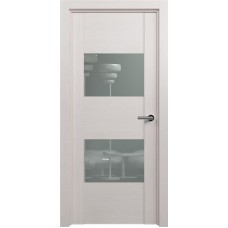 Межкомнатная дверь Status Versia 221, Дуб Белый, стекло Лакобель серое