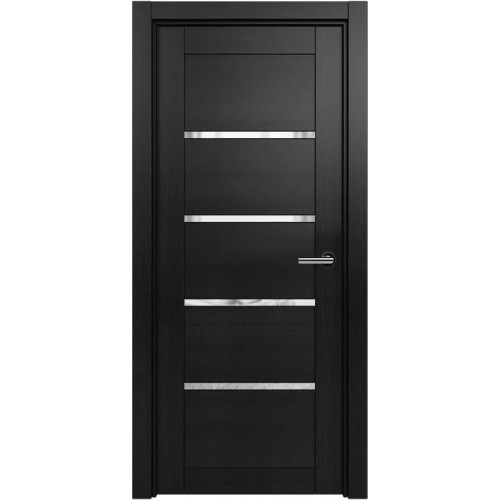 Межкомнатная дверь Status Optima 121, Дуб Чёрный, стекло Триплекс прозрачный