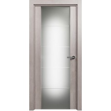 Межкомнатная дверь Status Versia 222, Дуб Серый, стекло Триплекс 8 мм с горизонтальной гравировкой