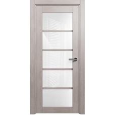 Межкомнатная дверь Status Optima 122, Дуб Серый, стекло Триплекс белый