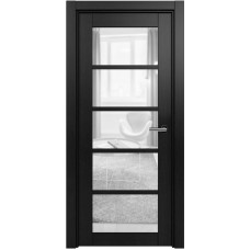 Межкомнатная дверь Status Optima 122, Дуб Чёрный, стекло Сатинато прозрачное