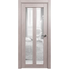 Межкомнатная дверь Status Optima 135, Дуб Серый, стекло Сатинато прозрачное